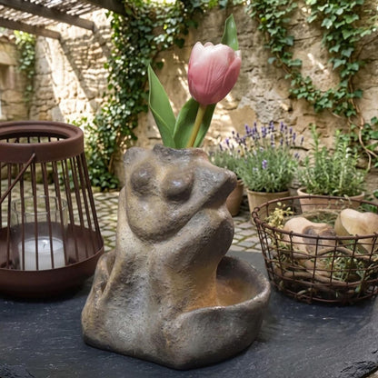 Handgefertigte Tonvase - Skulptur des weiblichen Torsos – Erdmutter Ritualdeko - Art.Nr.: GEF007