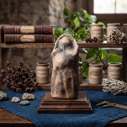 Gebärende Göttin – Archaische Skulptur aus traditioneller Rauchbrandkunst