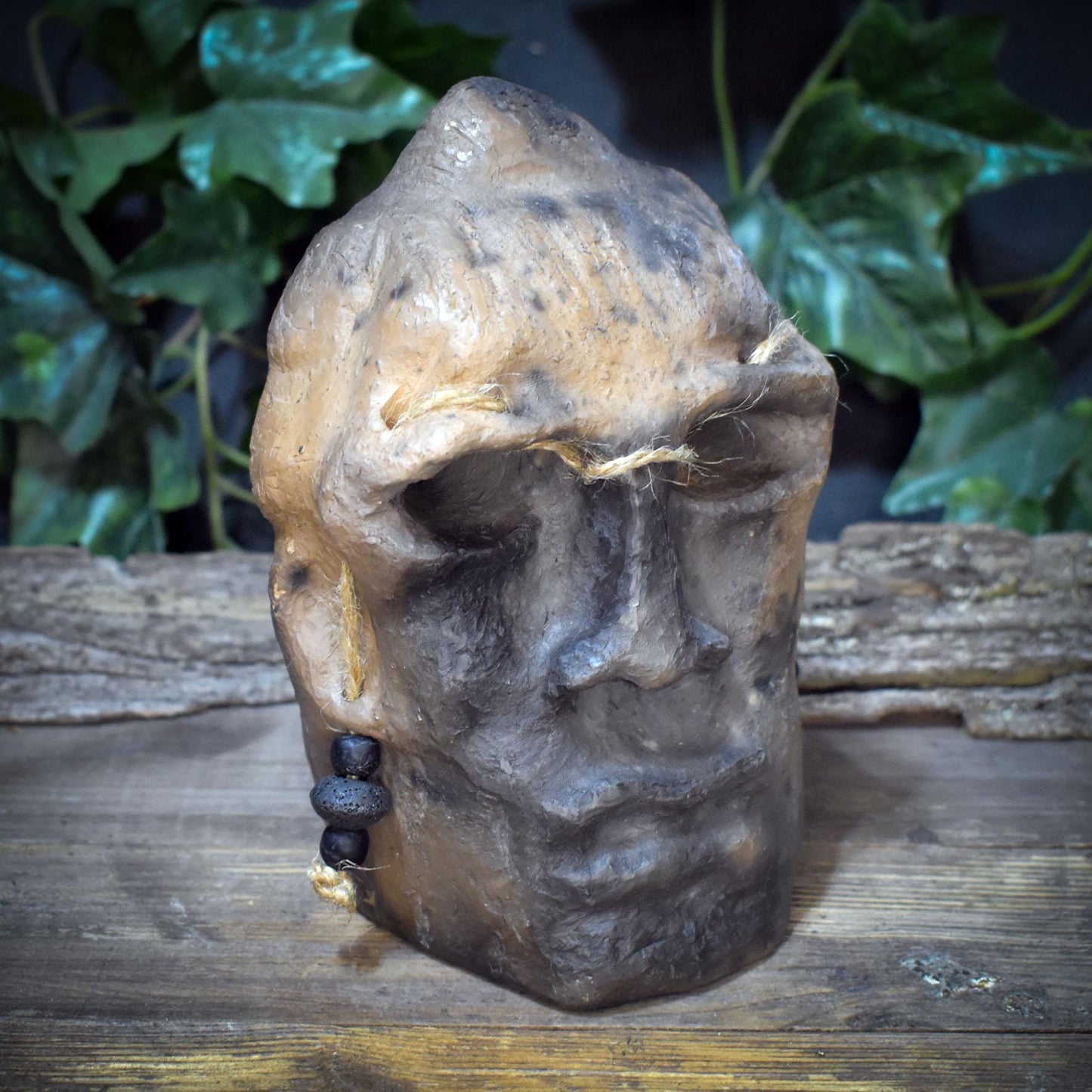 Skulptur Maske Keramik handgeformt | Archaische Maske Ton | Heidnische Kunst Unikat | Spirituelle Deko Altar SKU297