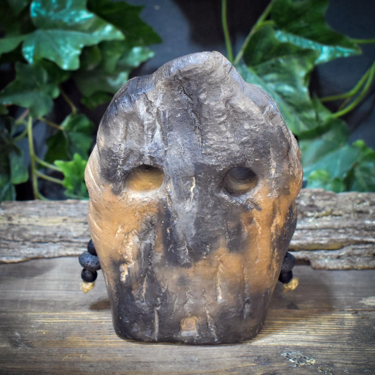 Skulptur Maske Keramik handgeformt | Archaische Maske Ton | Heidnische Kunst Unikat | Spirituelle Deko Altar SKU297