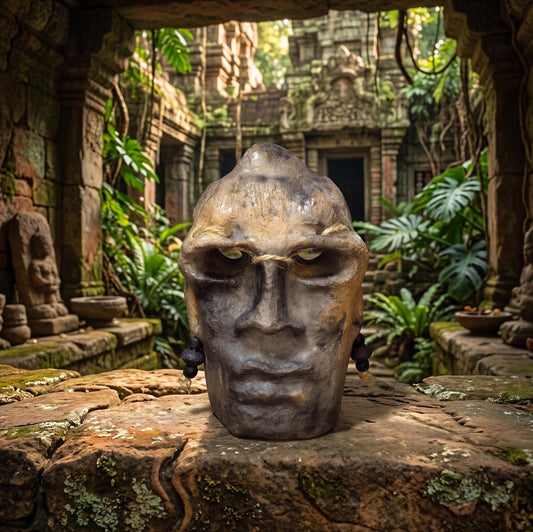 Skulptur Maske Keramik handgeformt | Archaische Maske Ton | Heidnische Kunst Unikat | Spirituelle Deko Altar SKU297