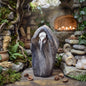 Rabe Skulptur Keramik | Rabenschädel Figur im Umhang | Spirituelle Deko Altar Schamane Odin Morrigan Krafttier 890g SKU306