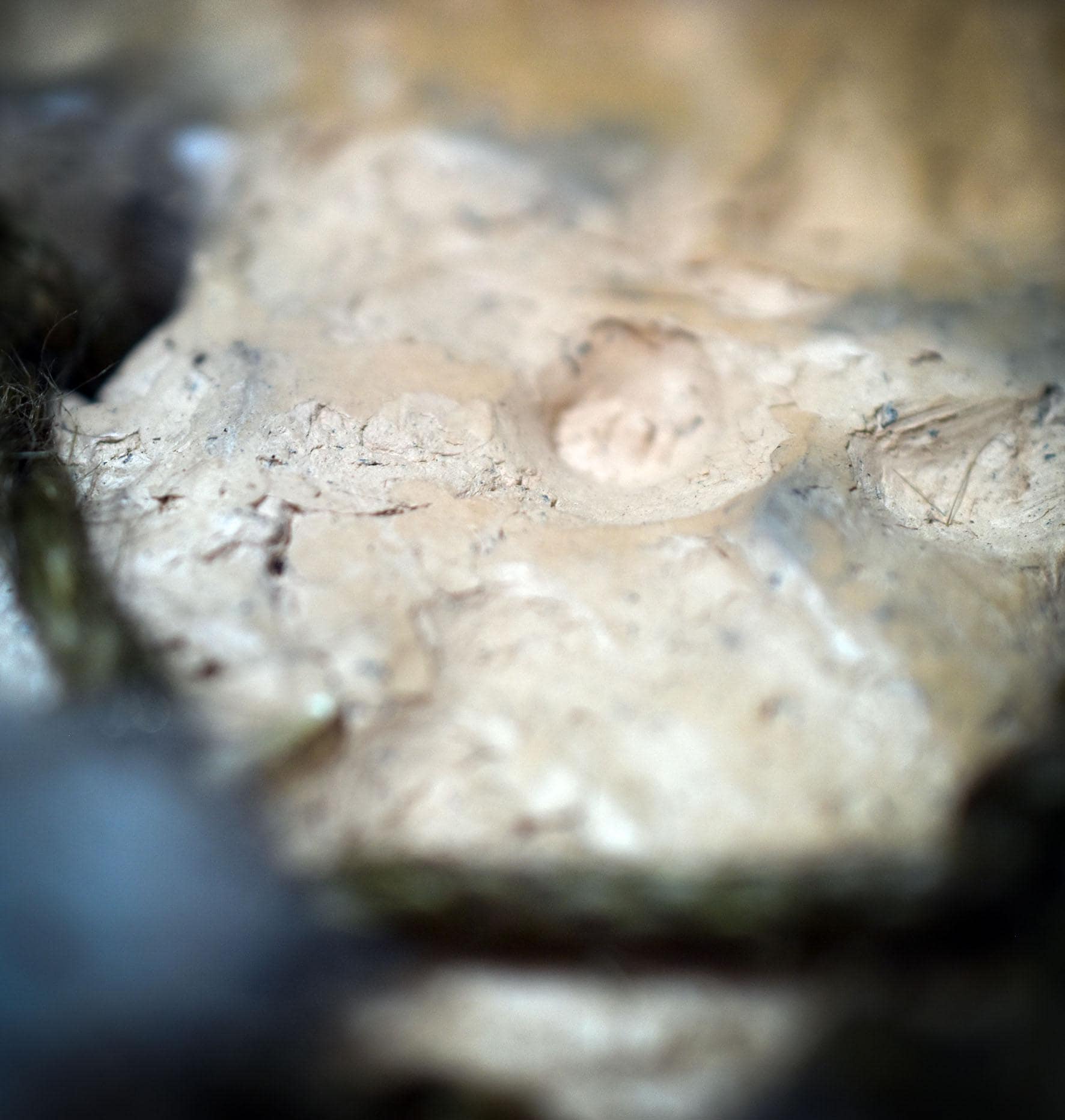 Wegzeichen Wandbehang aus Ton – Archaisches Hängeobjekt Rauchbrand – Spirituelle Natur-Deko mit Feder, Holz, Muschel & Samen HEX044