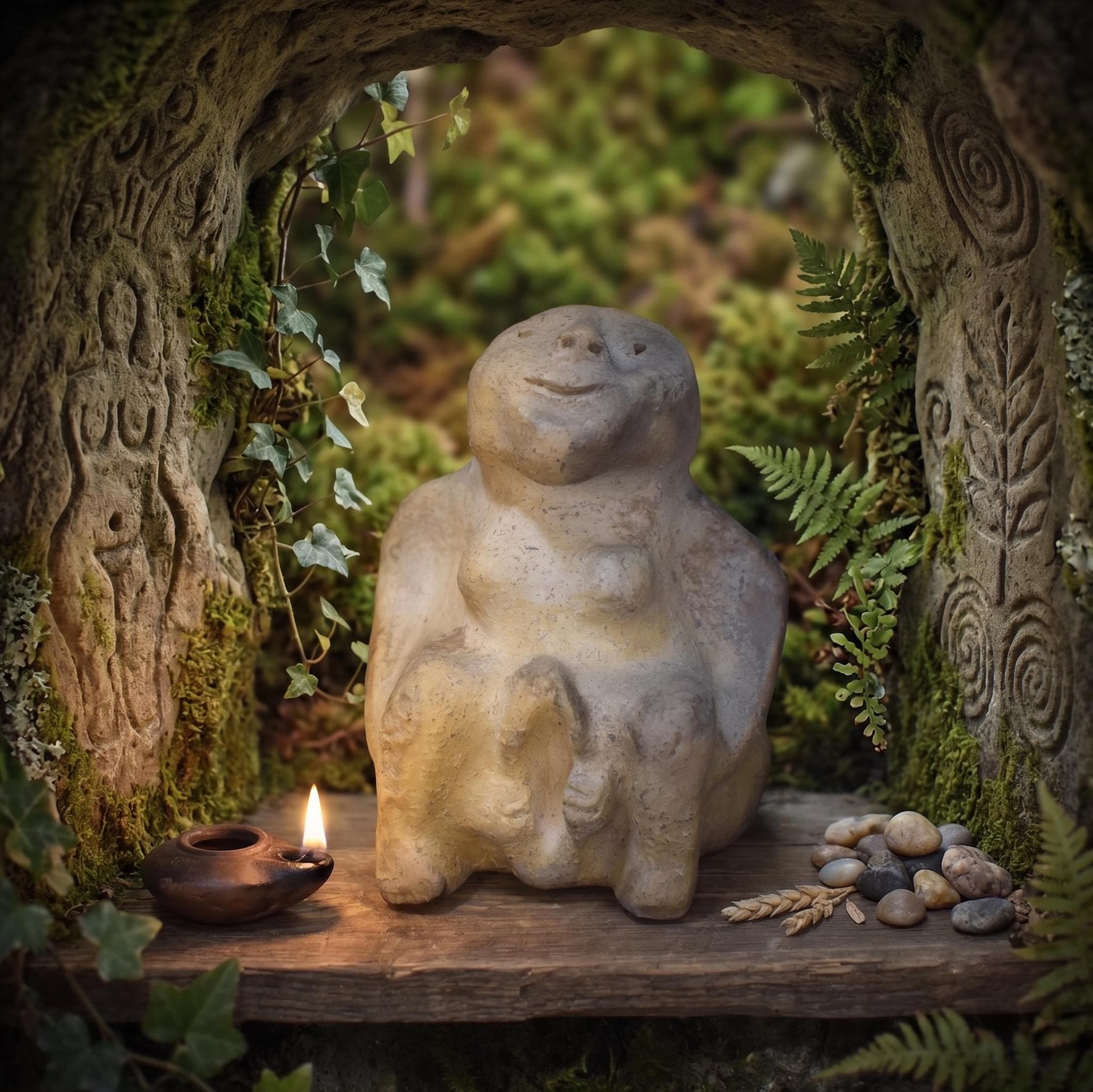 Sheela na Gig Skulptur Ton, keltische Urgöttin Figur handgemacht, archaische Fruchtbarkeitsgöttin, spirituelle Altar Deko