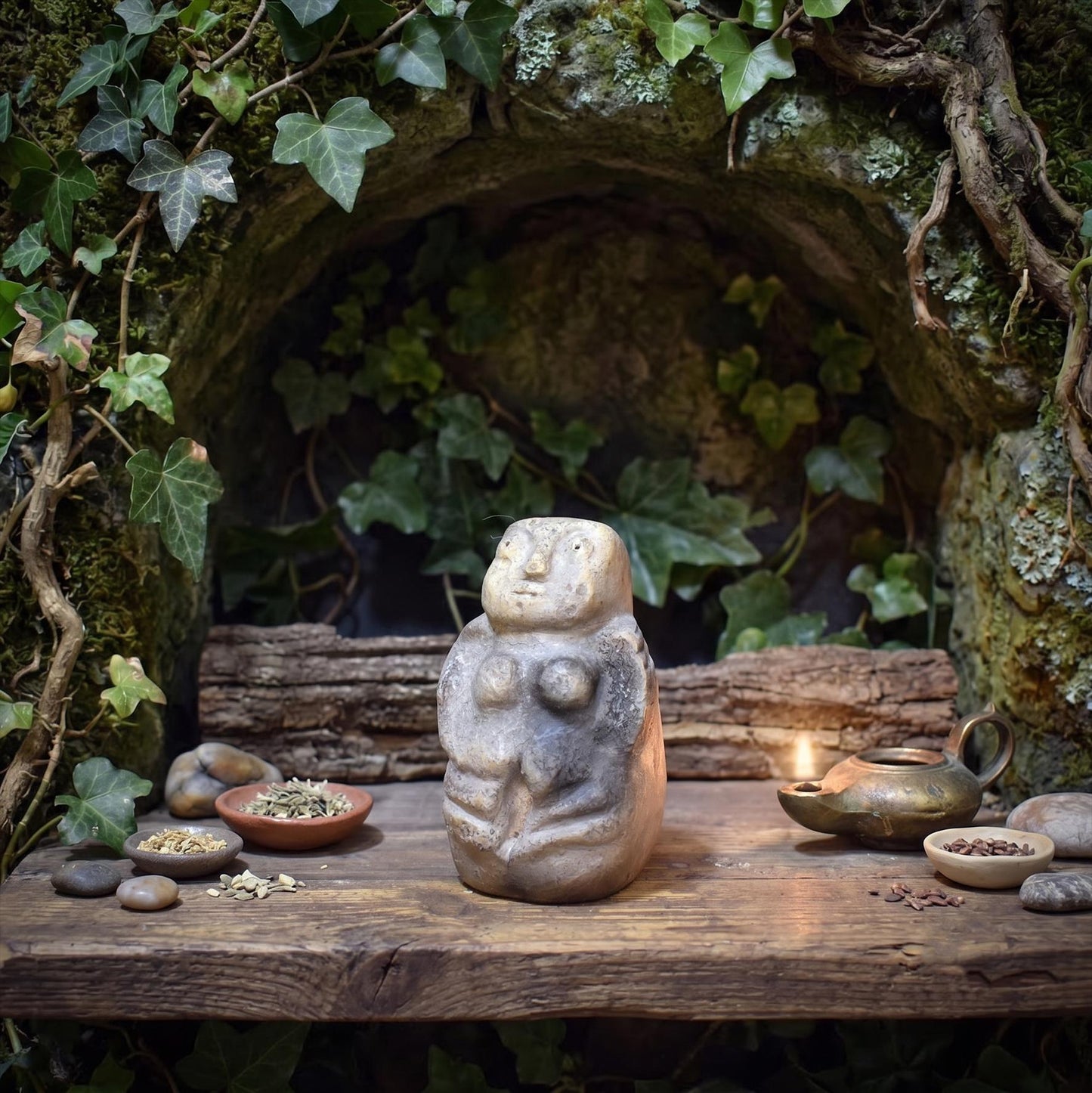 Sheela na Gig Skulptur Ton, keltische Fruchtbarkeitsgöttin, handgemachte archaische Göttin Figur, spirituelle Altar Deko