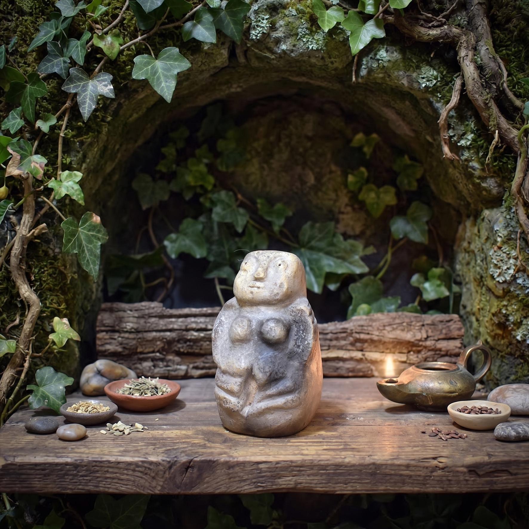 Sheela na Gig Skulptur Ton, keltische Fruchtbarkeitsgöttin, handgemachte archaische Göttin Figur, spirituelle Altar Deko