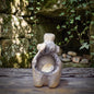 Göttin Skulptur Keramik mit Ammonit | Erdmutter Venus Figur mit Höhle im Schoß | Spirituelle Altar Deko Natur Pagan Ritual 800g SKU310