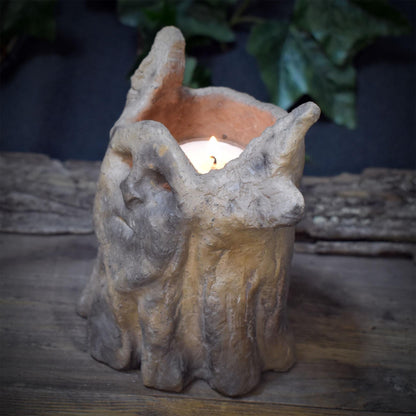 Cernunnos Teelichthalter Keramik | Gehörnter Gott Räucherschale Windlicht | Keltischer Waldgott Altar Deko Ritual 15cm 1,1kg RÄG099