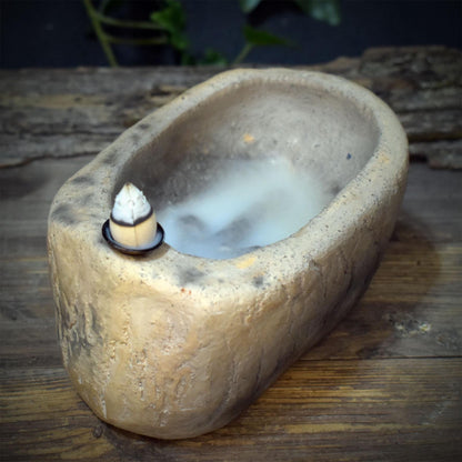 Rückfluss Räucherkegelhalter Keramik | Räucherschale Phallus Symbol Wasserfall | Archaisches Räuchergefäß Schamane Altar 14cm 1,3kg RÄH074