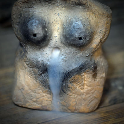 Göttin Rückfluss Räucherkegelhalter Keramik | Rauchwasserfall Venus Figur 2-teilig | Archaische Altar Deko Ritual Skulptur 600g RÄH076