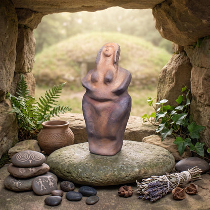 Venus von Brassempouy Skulptur, Interpretation Urgöttin Ton, archaische Frauenfigur, spirituelle Altar Deko Keramik Unikat SKU285