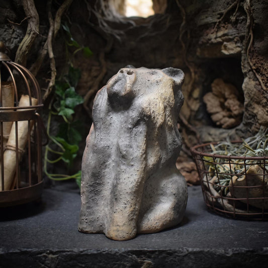 Krafttier Löwe – Feuergeborene Skulptur in Rauchbrandkunst - archaische Kunst - Schamanismus - Art.Nr.: SKU140