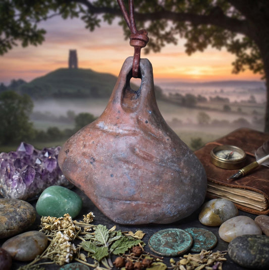 Einzigartiger Glücksbringer Talisman aus Rauchbrand-Ton – Handgefertigtes Amulett aus der mystischen Welt von Avalon