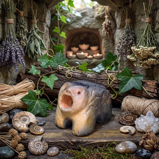 Archaische Igel Skulptur aus Ton, Neolithische Tierfigur nach historischem Vorbild, Handgefertigte Keramik, Spirituelle Kraftfigur