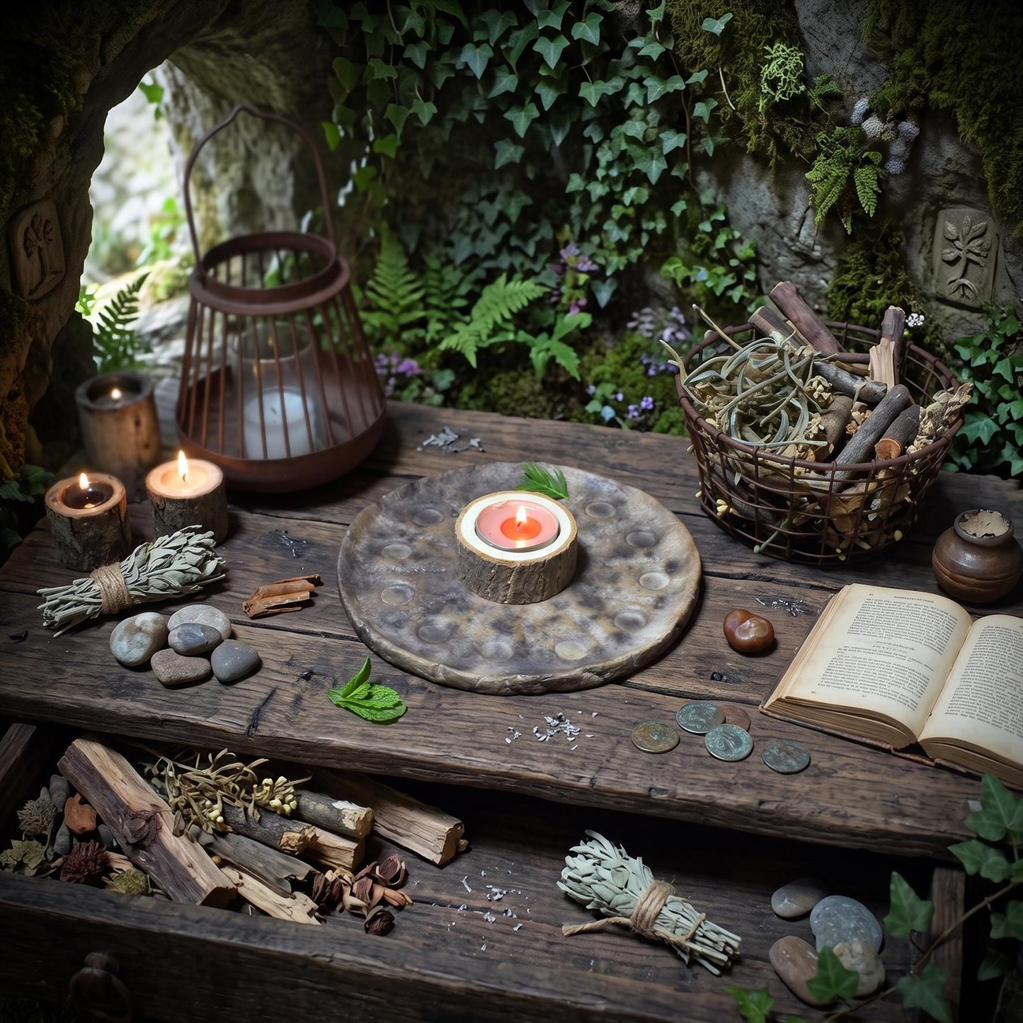 Dein Rauhnachtsbegleiter – Handgefertigter Ritualteller mit 12 Monatsmulden und wählbarem Symboldesign - Art.Nr.: JUL006