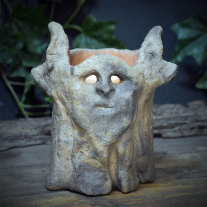 Cernunnos Teelichthalter Keramik | Gehörnter Gott Räucherschale Windlicht | Keltischer Waldgott Altar Deko Ritual 15cm 1,1kg RÄG099