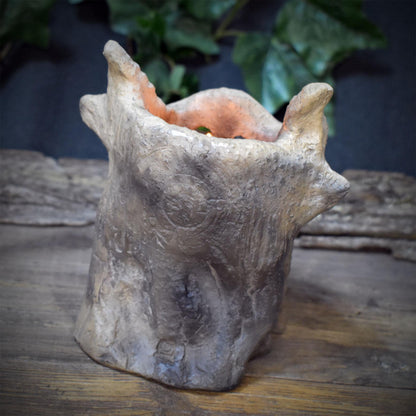 Cernunnos Teelichthalter Keramik | Gehörnter Gott Räucherschale Windlicht | Keltischer Waldgott Altar Deko Ritual 15cm 1,1kg RÄG099