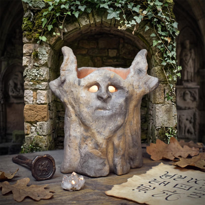Cernunnos Teelichthalter Keramik | Gehörnter Gott Räucherschale Windlicht | Keltischer Waldgott Altar Deko Ritual 15cm 1,1kg RÄG099