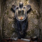 Handgearbeitete Figur in Form eines Engels als spirituelle Wanddeko mit Rückfluss-Räucherkegelhalter in Rauchbrandkunst - Art.Nr.: RÄH030