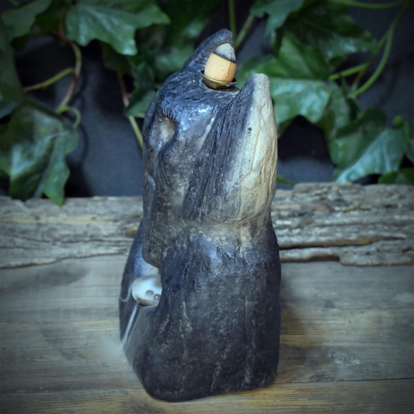 Cernunnos Skulptur Rückfluss Räucherhalter, Kelten Gott Limonit, Hexenschüssel Altar Keramik Rauchbrand, 1,7kg, 18x10cm SKU315