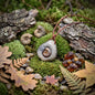 Ammonit Amulett Kette Keramik | Fossil Schutzsymbol Jura Anhänger Spirale | Schamanischer Schmuck Lederband Handgemacht 3cm 12g AMU097