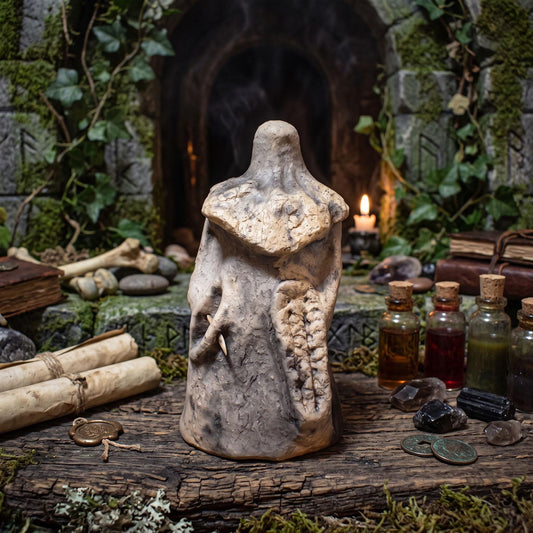Skadi Skulptur Keramik | Nordische Wintergöttin mit Bogen & Schneeschuh | Spirituelle Altar Deko Wikinger Pagan Yule 18cm 1,5kg SKU316