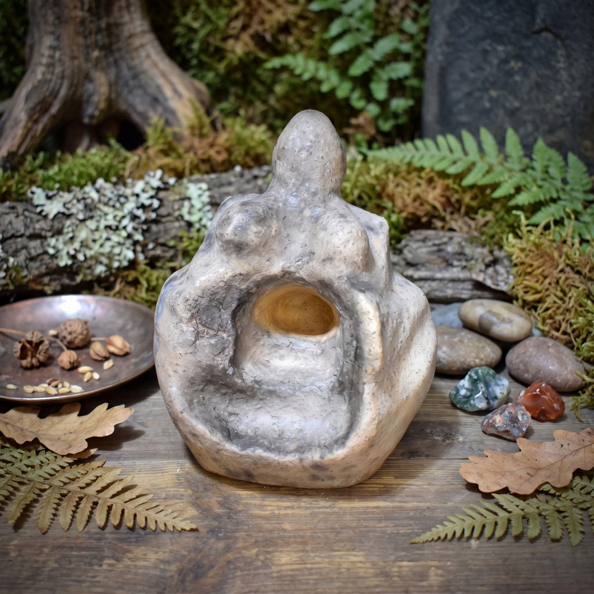 Frau Holle Holda Skulptur Keramik | Göttin mit Tor zur Unterwelt Altar Figur | Schamanische Rauhnächte Deko Portal 16cm 1,85kg SKU323