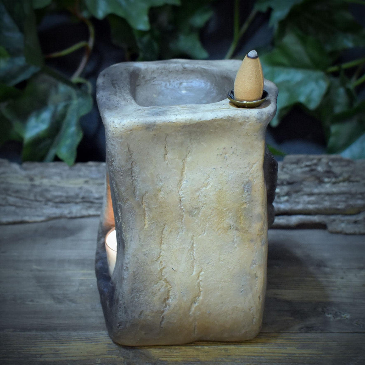 Rückfluss Räucherhalter Portal & Teelichthalter | Keramik Räucherschale Harze Rauchbrand | Altar Deko 1,6kg, 13x10cm RÄH082