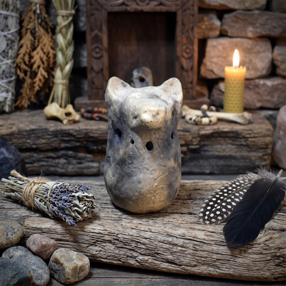 verschiedene Krafttier Handrasseln Keramik Schamanische Ritualrassel Tiergeist Altar Meditation Klangobjekt KRA001