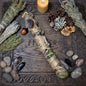 Ritualstab Waldgeist Keramik Schamanischer Stab Holz Moos Pilze Altar Naturspiritualität Unikat RST050
