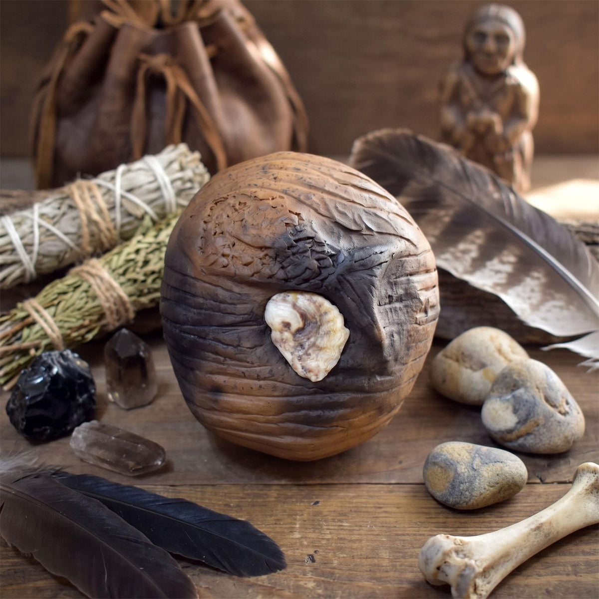 verschiedene Krafttier Handrasseln Keramik Schamanische Ritualrassel Tiergeist Altar Meditation Klangobjekt KRA001
