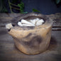 Rustikale handgefertigte Öllampe mit Docht, aus Ton, Antikes Design, Ritual Licht für Altar & Meditation, Naturverbundene Keramik AÖL001