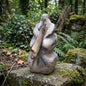 Baba Yaga Skulptur aus Keramik, archaische Hexe auf Mörser mit Stößel aus Holz, Altarfigur Unikat SKU330