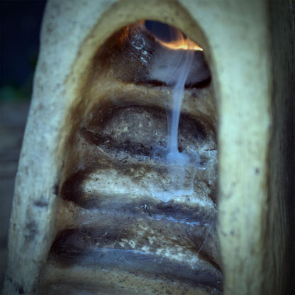 Backflow Räucherkegelhalter Turm aus Keramik, Teelichthalter Tor mit Treppe, Wasserfall Räuchergefäß, Unikat RÄH089