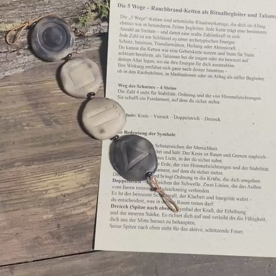 Weg des Schutzes – Rauchbrand-Kette mit 4 Steinen für Erdung und innere Stärke - Art.Nr.: WKR002